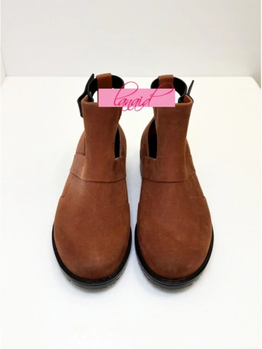 Melissa Antares II Boots Brown Low Cut-Out Suede Buckles Ankle Flat Booties 7